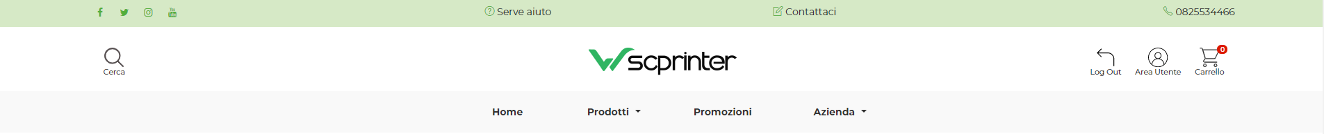 Wsc Printer | Header center colored - Personalizzazione Grafica Web Store (Storefront) - Layout dell'Header