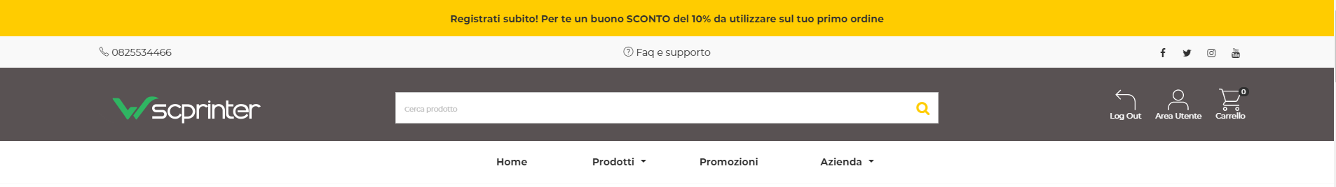 Wsc Printer | Header search colored con hellobar - Personalizzazione Grafica Web Store (Storefront) - Layout dell'Header