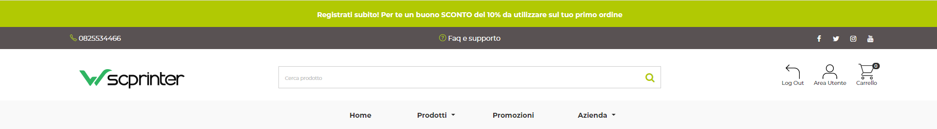 Wsc Printer | Header search dark con hellobar - Personalizzazione Grafica Web Store (Storefront) - Layout dell'Header