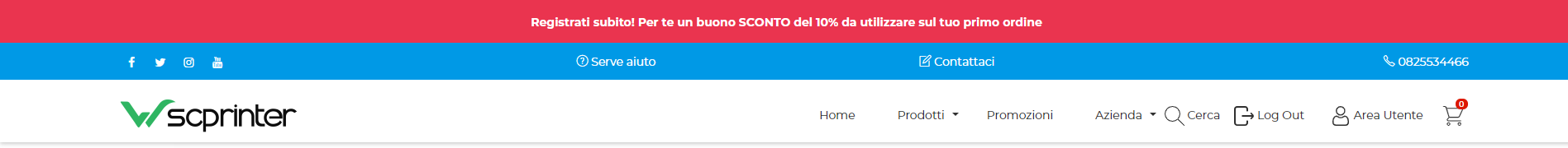 Wsc Printer | Header classic colored con hellobar- Personalizzazione Grafica Web Store (Storefront) - Layout dell'Header