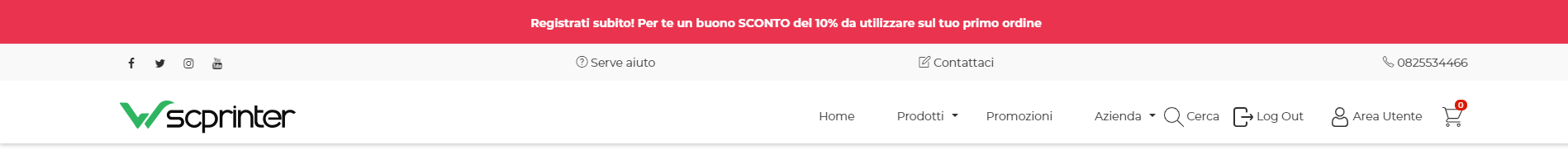 Wsc Printer | Header classic light con hellobar - Personalizzazione Grafica Web Store (Storefront) - Layout dell'Header