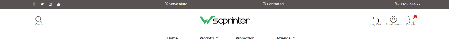 Wsc Printer | Header center dark - Personalizzazione Grafica Web Store (Storefront) - Layout dell'Header