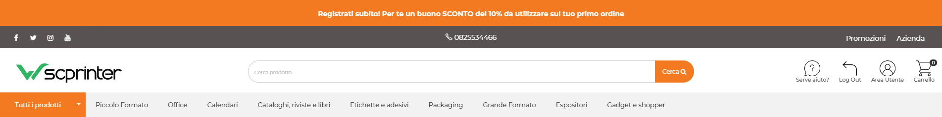 Wsc Printer | Header fullwidth con hellobar - Personalizzazione Grafica Web Store (Storefront) - Layout dell'Header