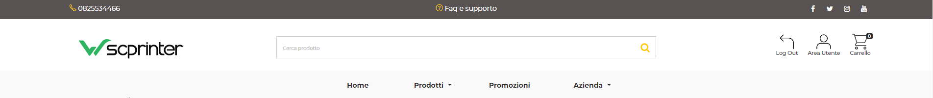 Wsc Printer | Header search dark - Personalizzazione Grafica Web Store (Storefront) - Layout dell'Header