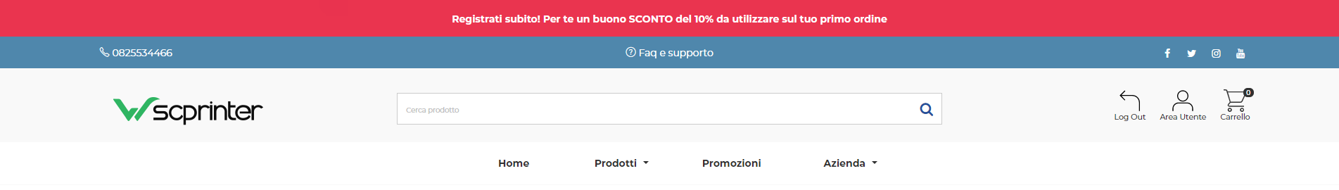 Wsc Printer | Header search light con hellobar - Personalizzazione Grafica Web Store (Storefront) - Layout dell'Header