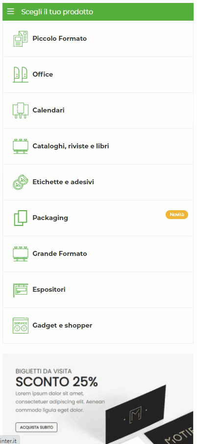 Wsc Printer | Side menu toggle - Personalizzazione Grafica Web Store (Storefront) - Layout del Menu Prodotti
